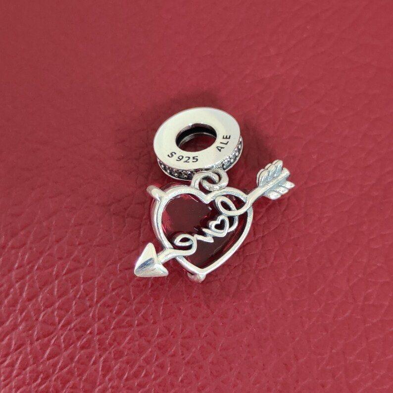 Heart Arrow Charm Pandora Charms Red Heart Frosted Red Murano