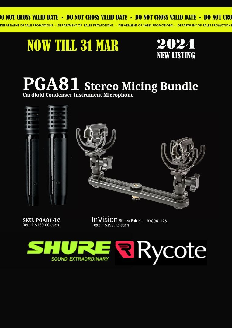 PGA81 Condenser Instrument Microphone Stereo Rycote InVision Micing Kit