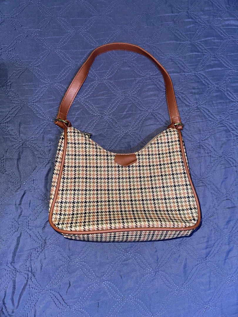 Cute Plaid Shoulder Bag For Women - Kawaii Harajuku Style, Adjustable Strap