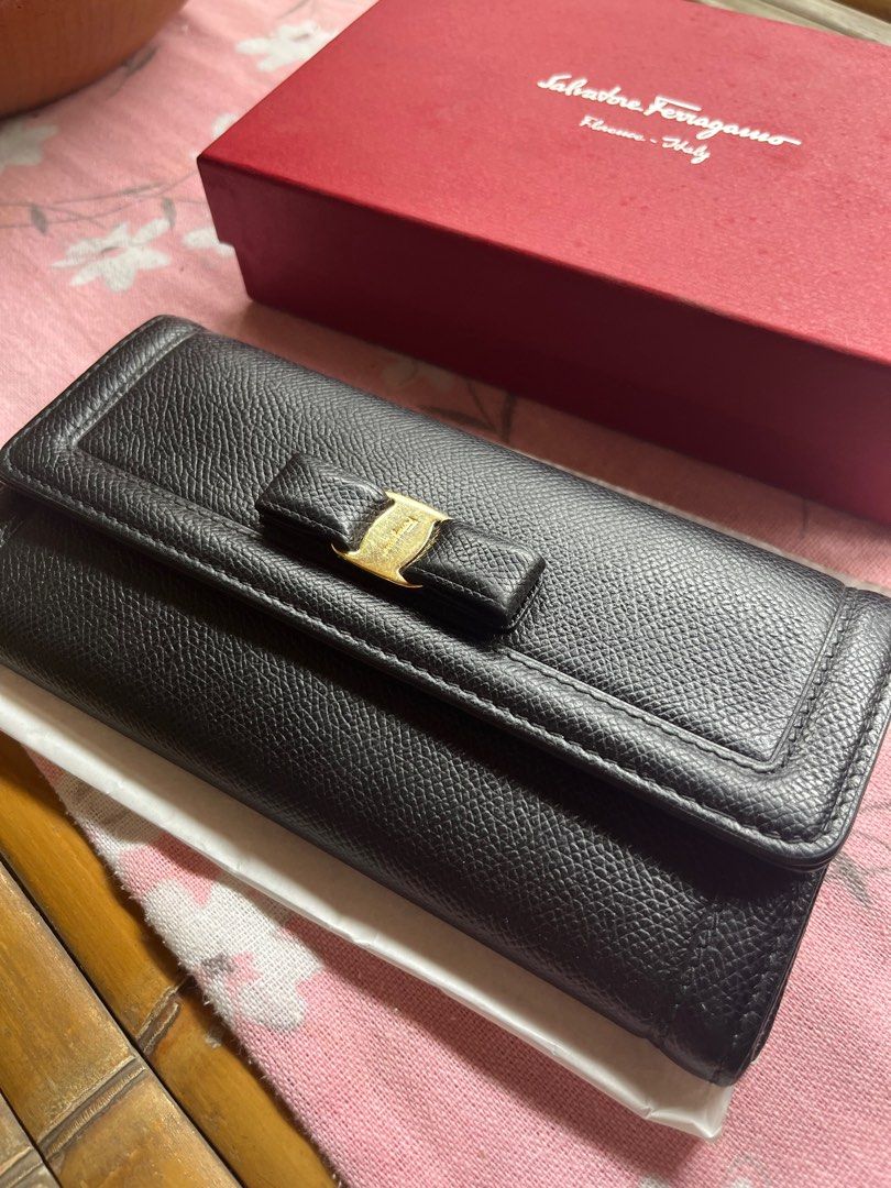 Preloved Salvatore Ferragamo Ori Black Long Wallet Dompet Panjang Wanita Hitam