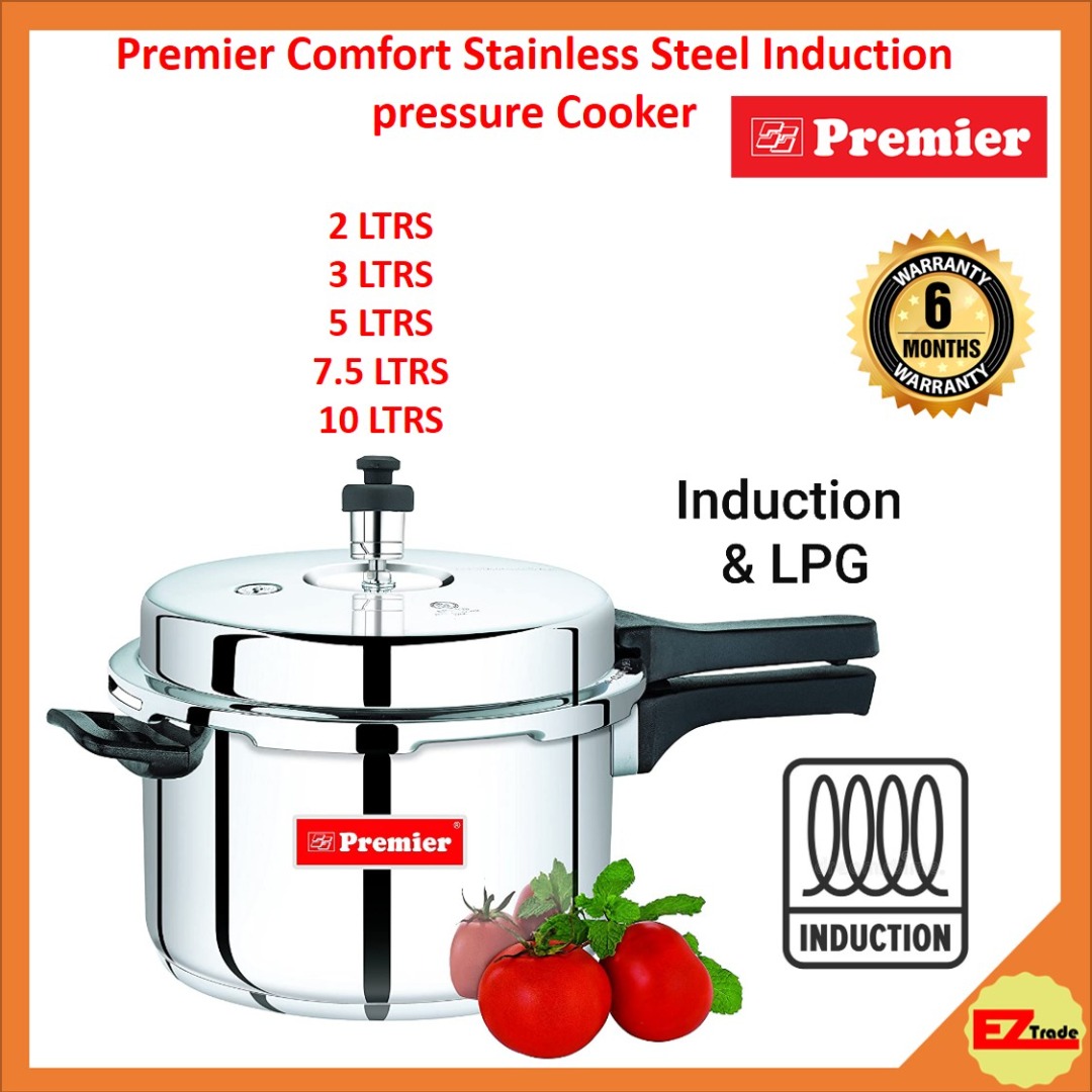 Premier Comfort Induction LPG Stainless Steel Sandwich Bottom Pressure Cooker 2L 3L 5L 7.5L 10L Furniture Home Living Kitchenware Tableware Cookware Accessories on Carousell