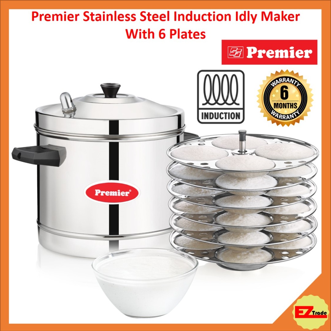 Premier Stainless Steel Induction Compatible Idly Cooker With 6 Plates