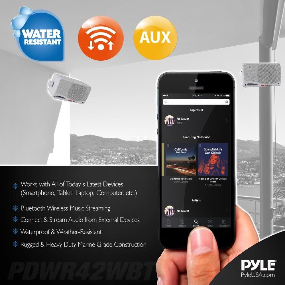 Pyle Outdoor Waterproof Wireless Bluetooth Speaker - 3.5 Inch Pair 3 ...