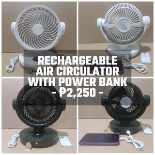 Rechargeable Air Circulator Fan with Remote Control & Power Bank 12000mAh