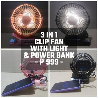 Rechargeable Clip Fan With Remote Control & Power Bank 8000mAh