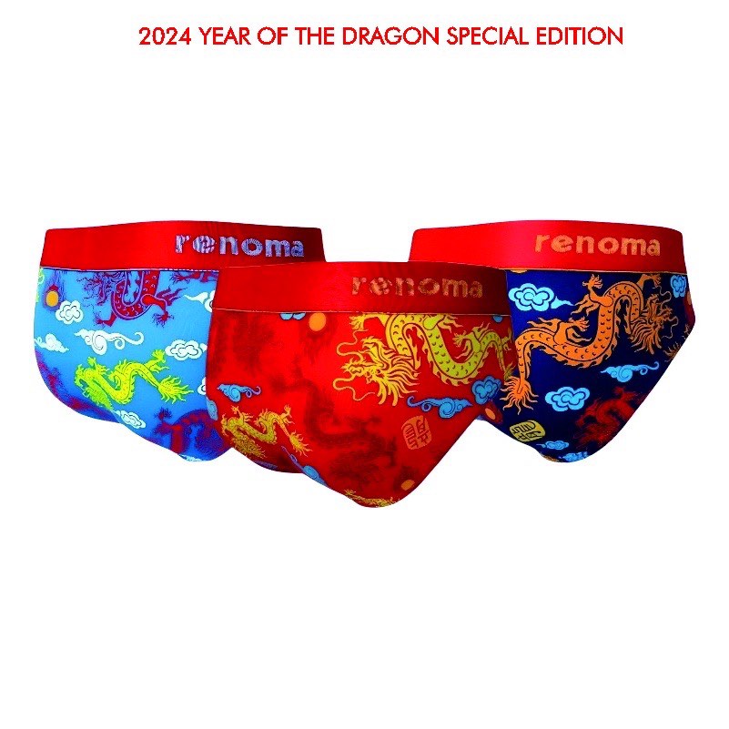 3 Pcs Renoma CNY24 Limited Edition, Dragon Prints Mini Briefs