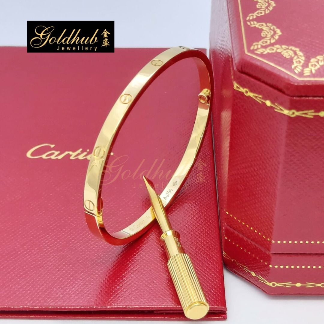 Full Set Size 16 Pre loved Cartier Love Bracelet Small Model SM in 750 Yellow Gold Certificate and Box GB00122 Luxury Accessories on Carousell