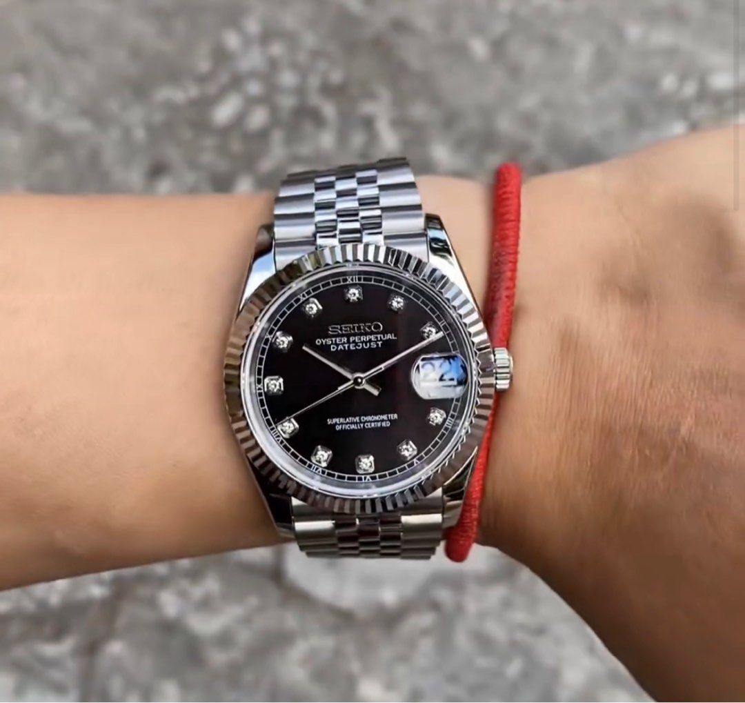 Seiko Black diamond dial Datejust Mod Luxury Watches on Carousell