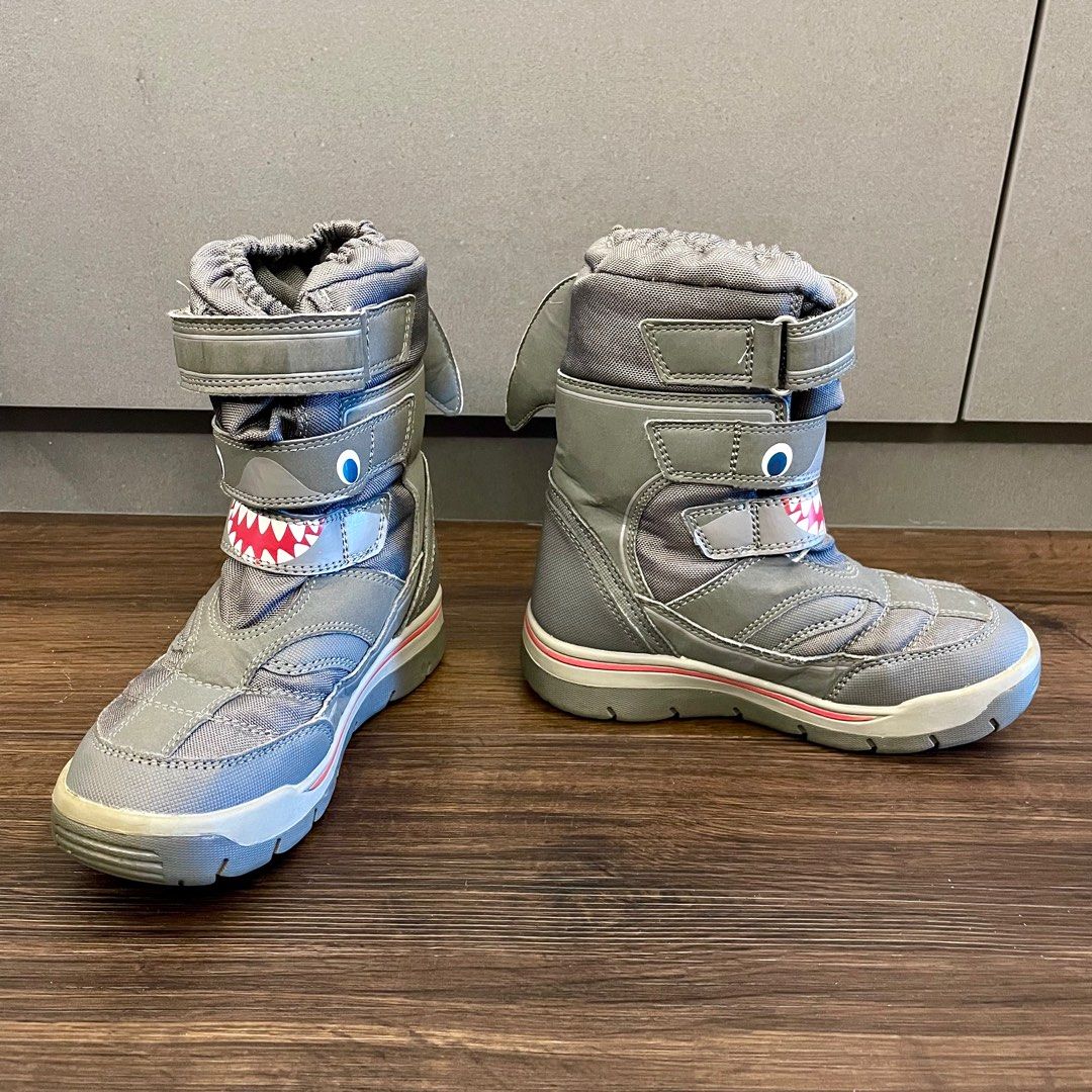 Kids Shark Fleece Lined Boots UK Size 10 Babies Kids Babies Kids Fashion on Carousell