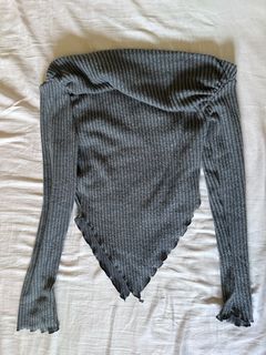 SHEIN ICON Grunge Asymmetrical Neck Rib-knit Tee