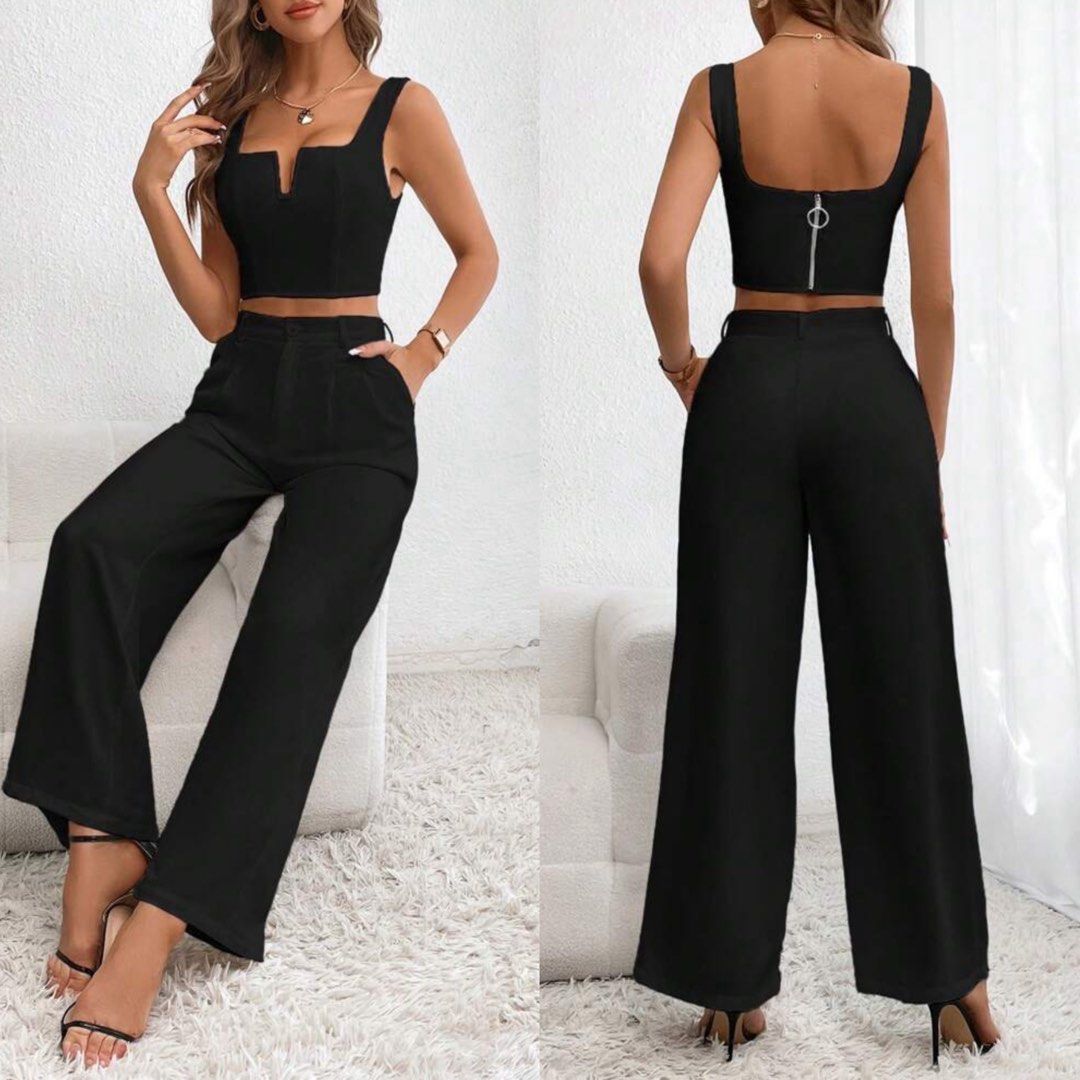 Peplum Top and Flare Leg Pants, Women's Fashion, Dresses & Sets, Sets or  Coordinates on Carousell