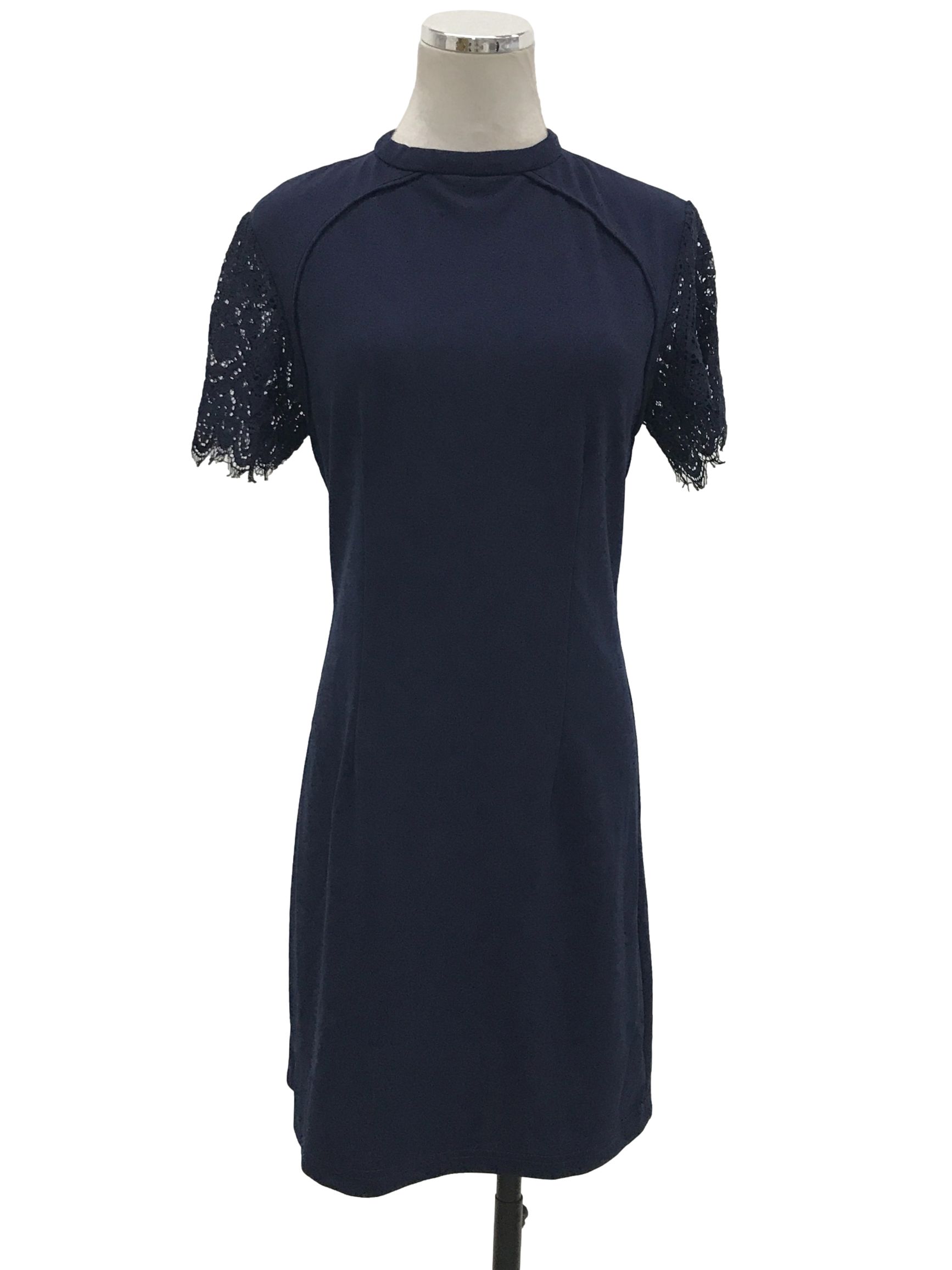 Navy blue lace shop shift dress