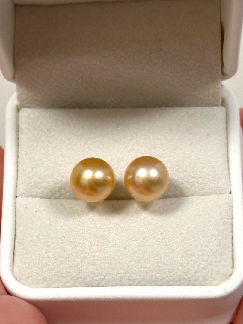 Gold pearl earrings studs hotsell