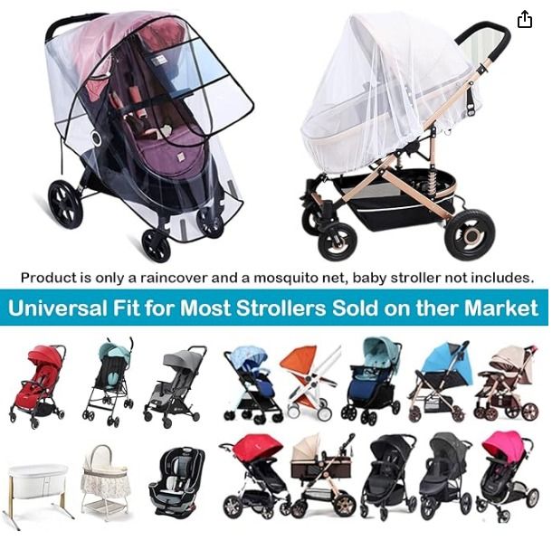 Yous Auto Universal Stroller Rain Cover Pram Pushchair Stroller Waterproof  Windproof EVA The Weather Shield with Eye Screen for Pushchair Stroller