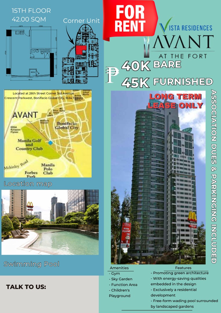 AVANT AT THE FORT / KL MOSAIC MAKATI / VISTA POINTE KATIPUNAN, Property