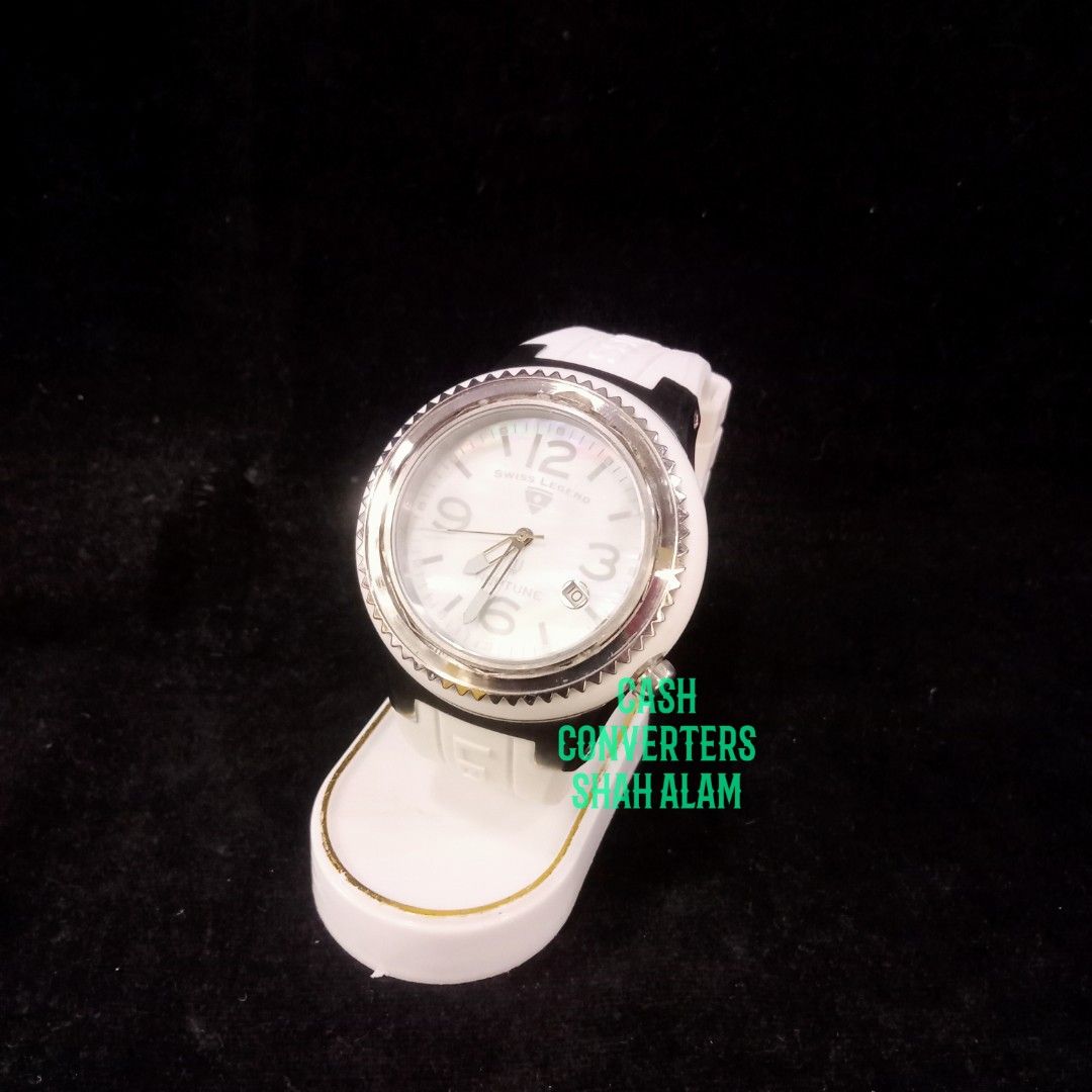 Swiss Legend Neptune Men s Watch Quartz 100m White Rubber Strap Swiss Made Sapphire Crystal