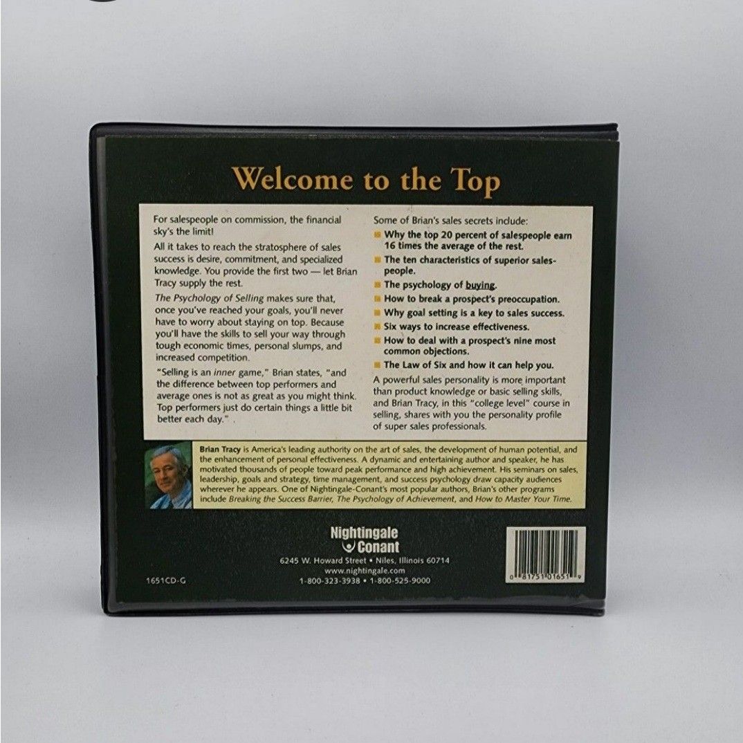 The Psychology Of Selling The Art Of Closing Sales Audio CD By Brian Tracy, Hobbies & Toys