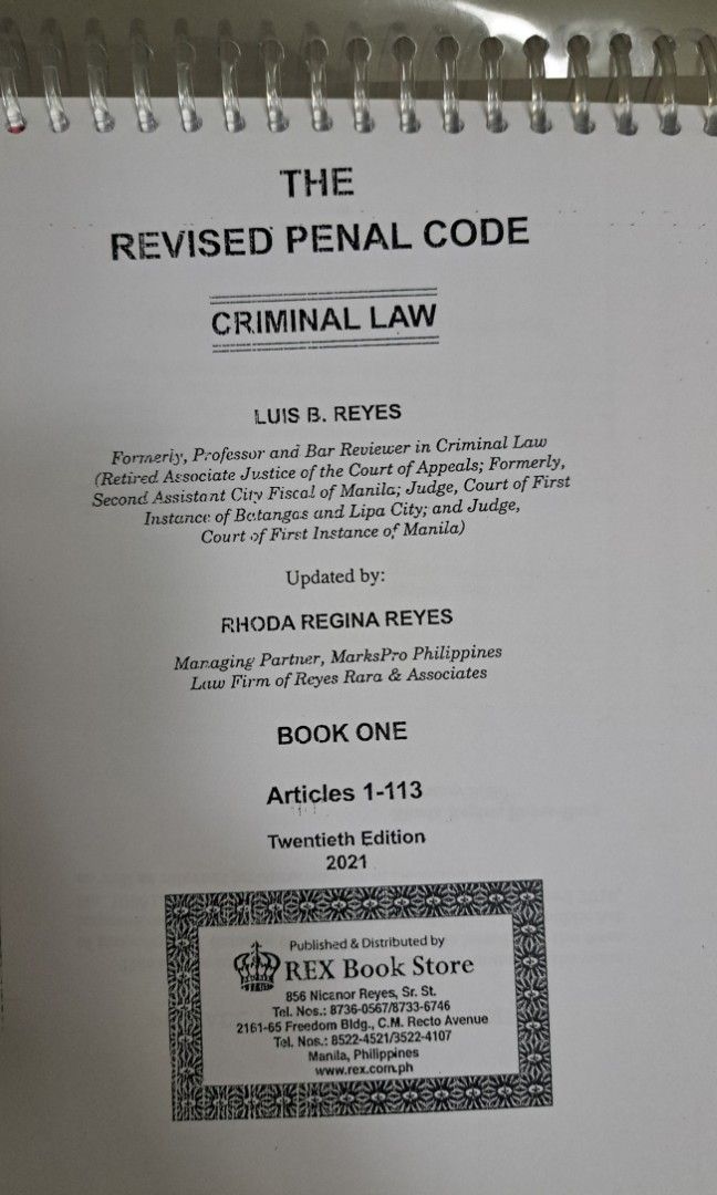 The revised penal code book 1 reyes 2021 hobbies toys books