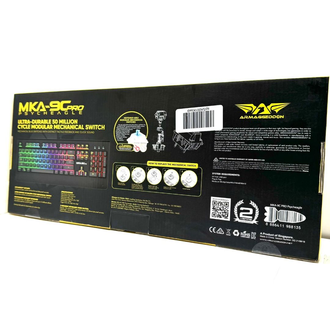 TP-Armaggeddon MKA-9C Pro Psycheagle New Gaming Keyboard, Computers & Tech,  Parts & Accessories, Computer Keyboard on Carousell