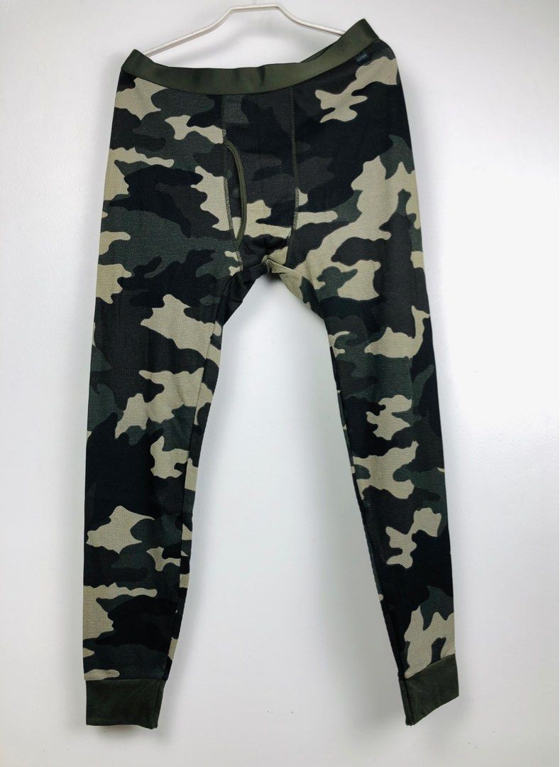 Uniqlo Men's HEATTECH Extra Warm CAMO CAMOUFLAGE Black Leggings