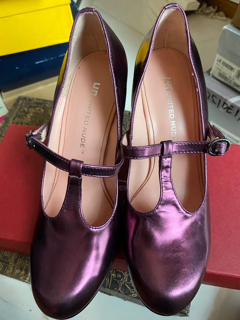 Purple top leather heels