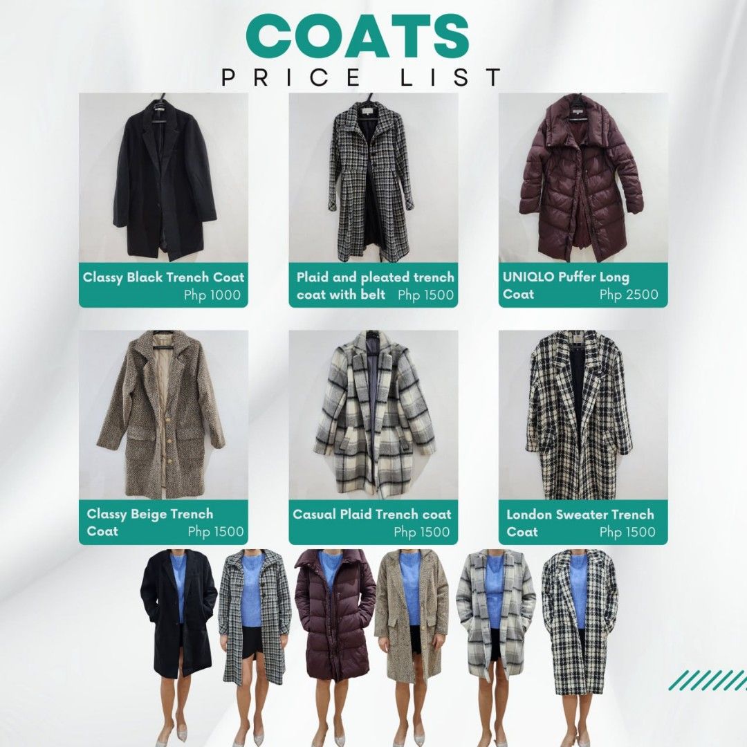 Various Classy Coats Thick winter coat Trench Coat and Puffer Long Coat