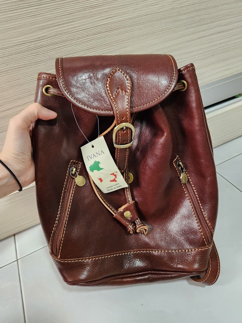 Vera pelle authentic leather brown backpack genuine leather fashion bag