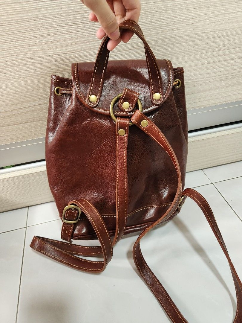 Vera pelle authentic leather brown backpack genuine leather fashion bag