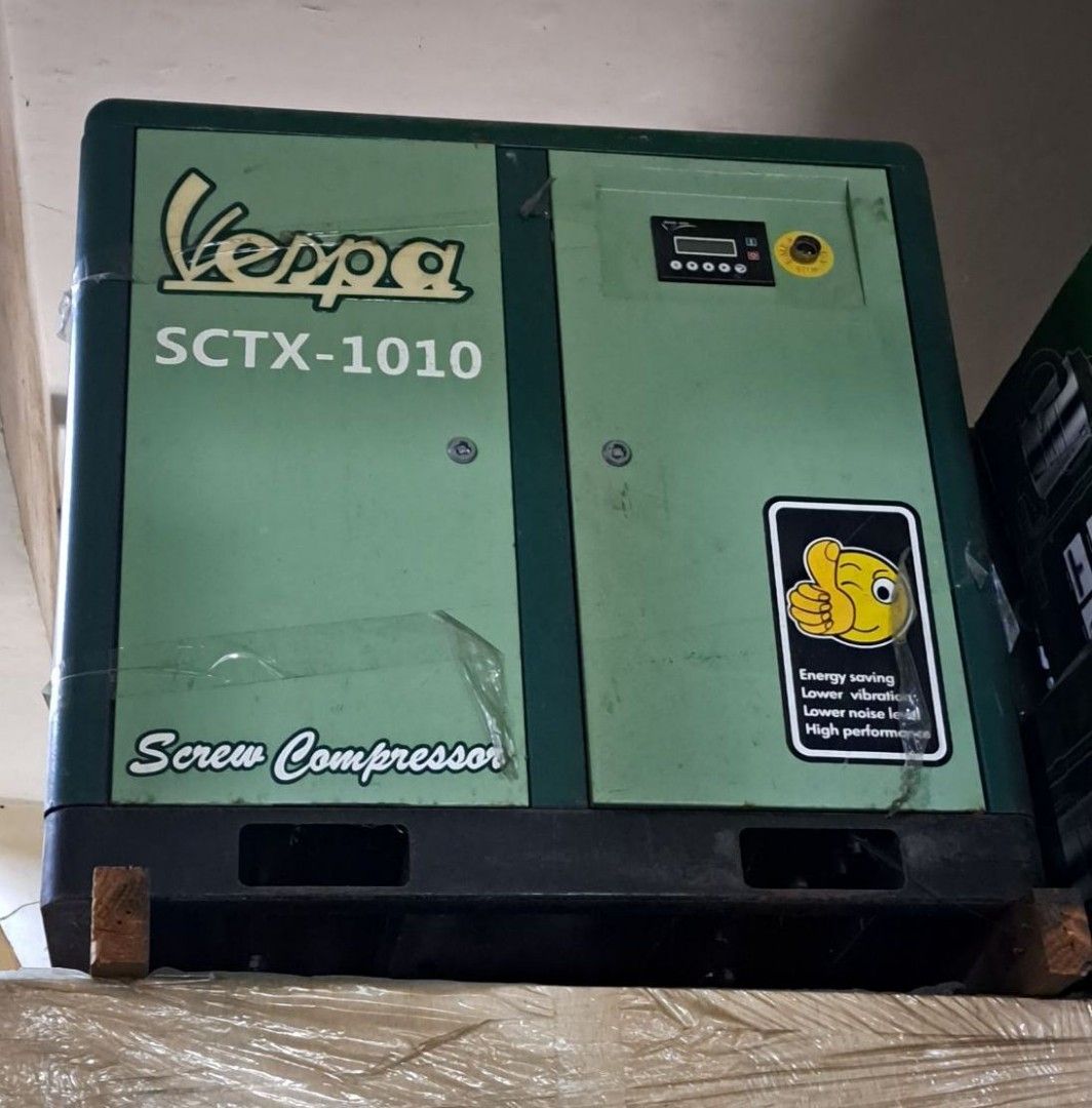 VESPA SCREW AIR COMPRESSOR (Category: Construction Tools & Equipment) located in Manila. Submitted by tonpornel (Listing ID 1278443944, Image 1). Description: Ton-Pornel Mercantile • We supply Powertools, Hardware tools, Plumbing, Paints, Electrical and Construction materials • We offer Paint Mixing and Powertools Repair Visit us: 38 Marcos Highway Mayamot, Antipolo City https://maps.google.com/?cid=1384230075759805792&entry=gps Store hours Mon t