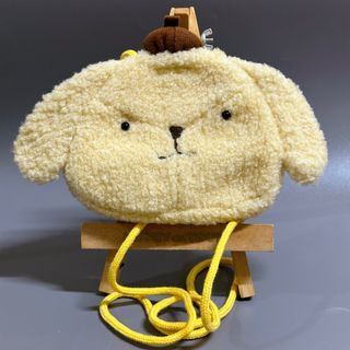 Vintage Sanrio Smiles Pompompurin Furry Small Sling Pouch 13x14.5cm (20cm wide including ears) - Php 750
