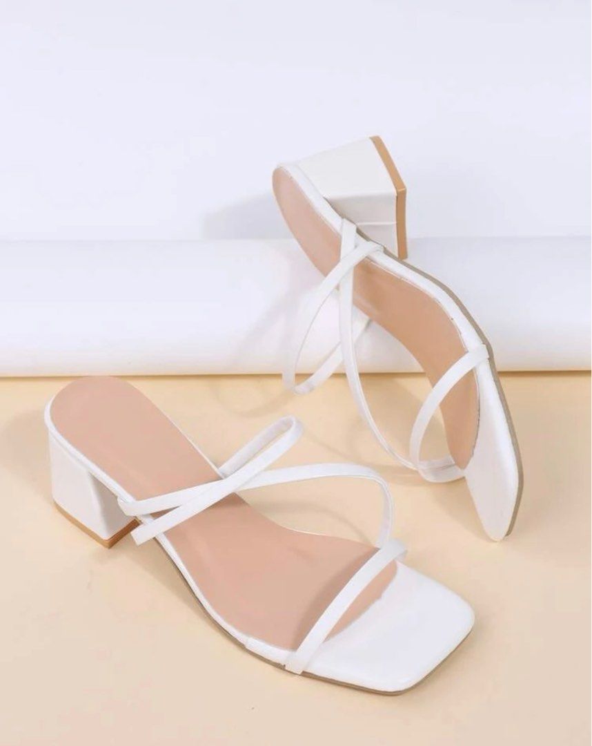 White Strap Heels Sandals Women s Fashion Footwear Heels on