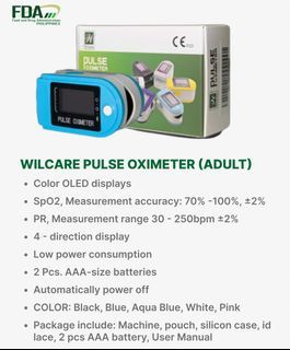Wilcare PULSE OXIMETER Adult FDA approved
