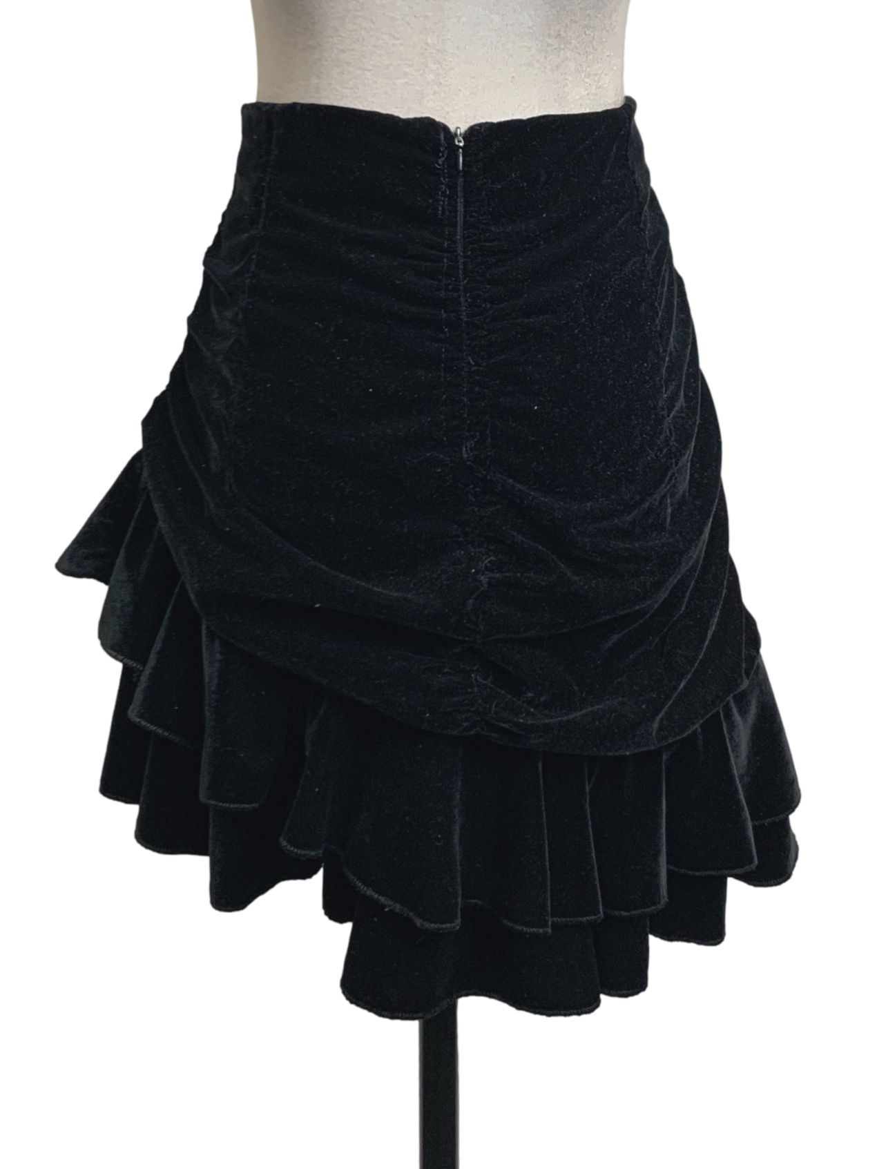 Black velvet online ruffle skirt