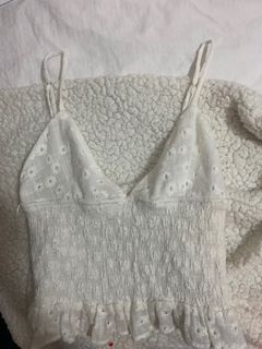 BNWT Zara Seamless Shell Ribbed Crop Tank Top in White, Women's