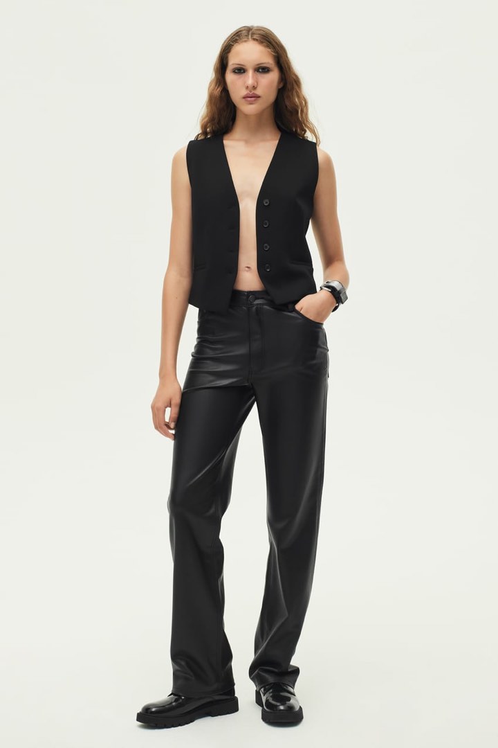 Zara high waist faux leather pants, Women's Fashion, Bottoms, Jeans on  Carousell