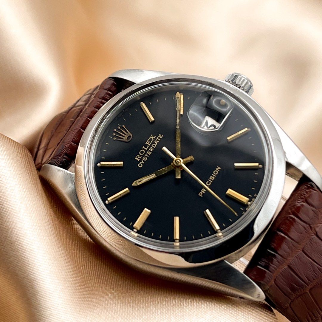 Rolex oysterdate precision 6694 black best sale dial