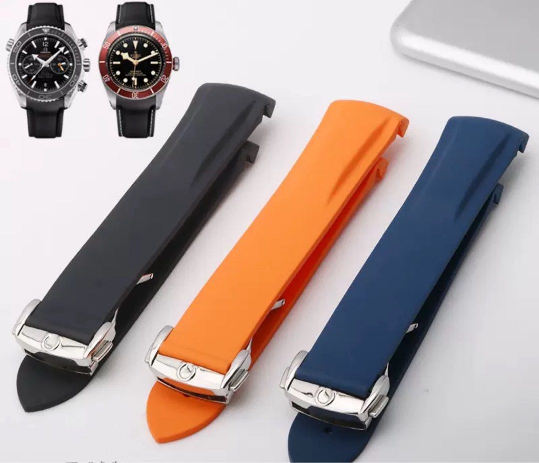 20MM 22MM RUBBER STRAP WITH BUTTERFLY CLASP FOR OMEGA SEAMASTER 300M SOLD SEPERATELY