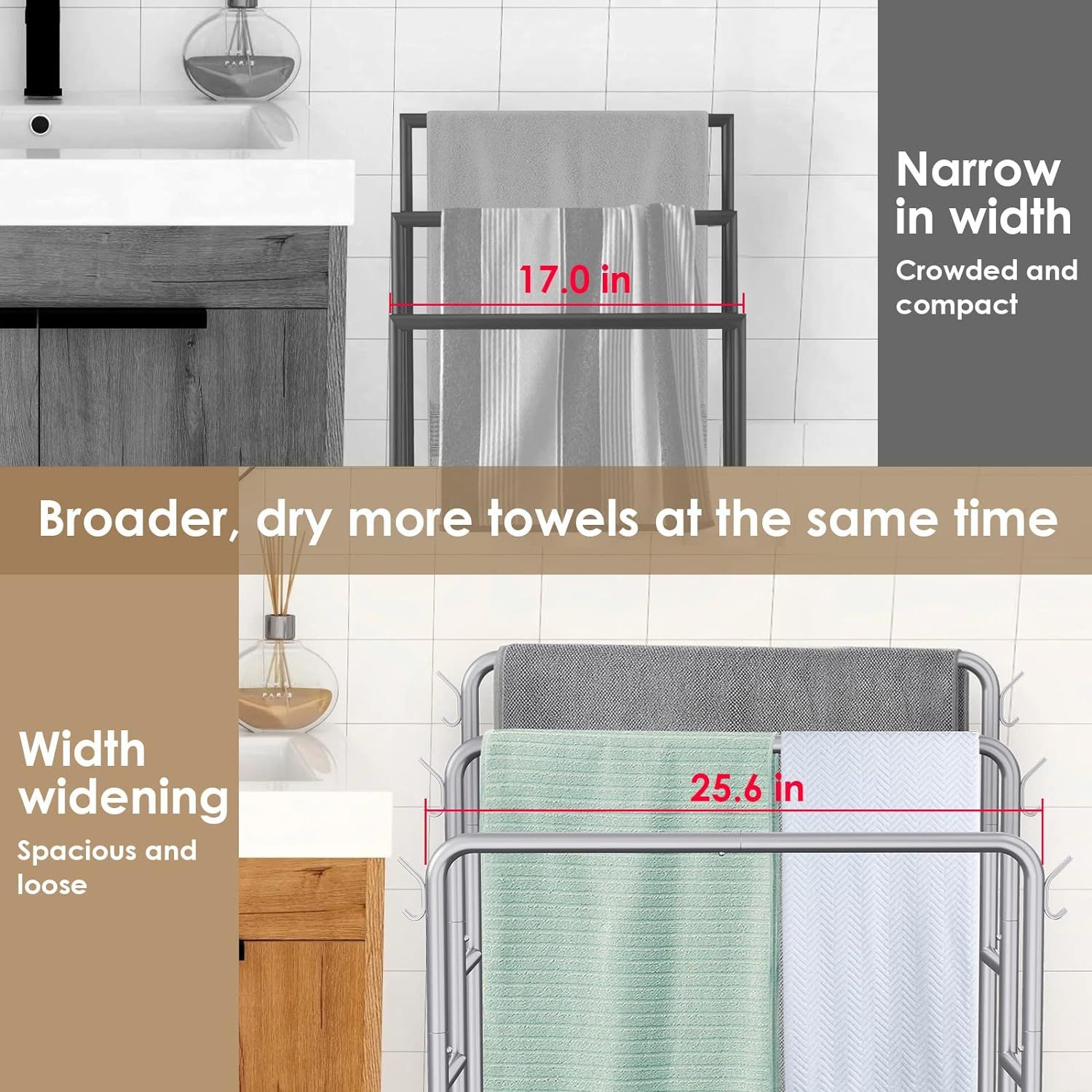 Narrow standing towel rack best sale