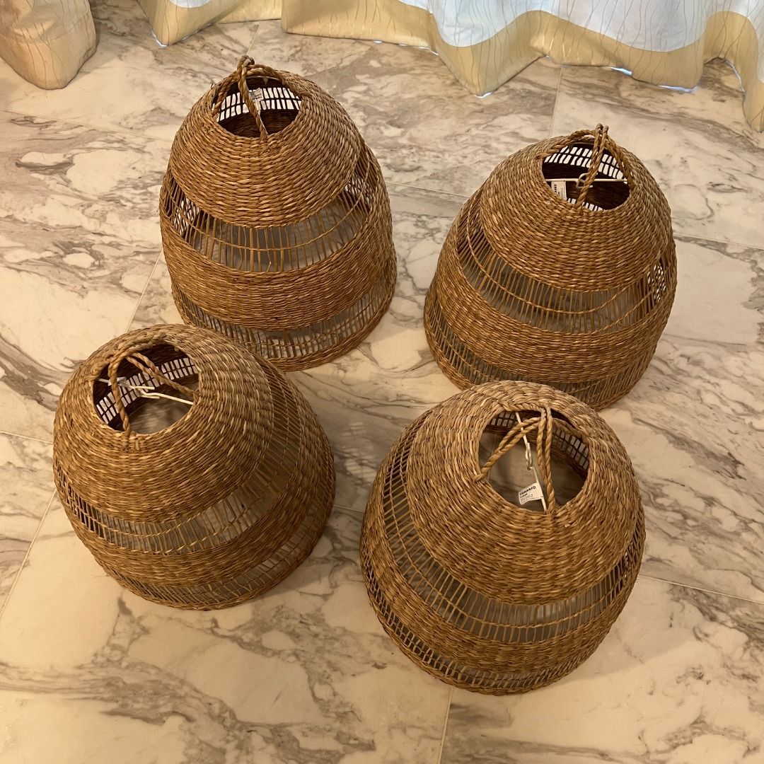 4 x IKEA TORARED Pendant lamp shades, sedge/handmade, 36 cm, Furniture