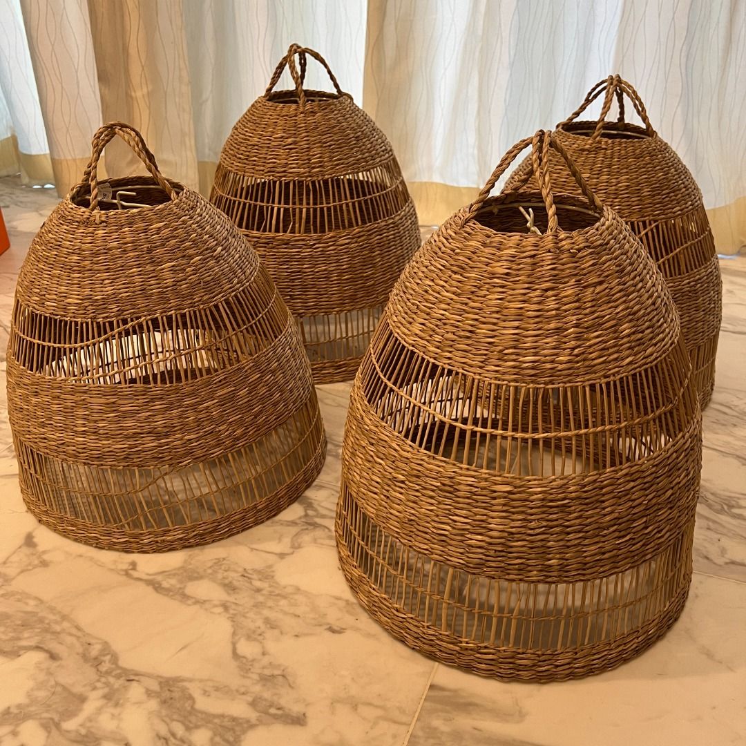 4 x IKEA TORARED Pendant lamp shades, sedge/handmade, 36 cm, Furniture