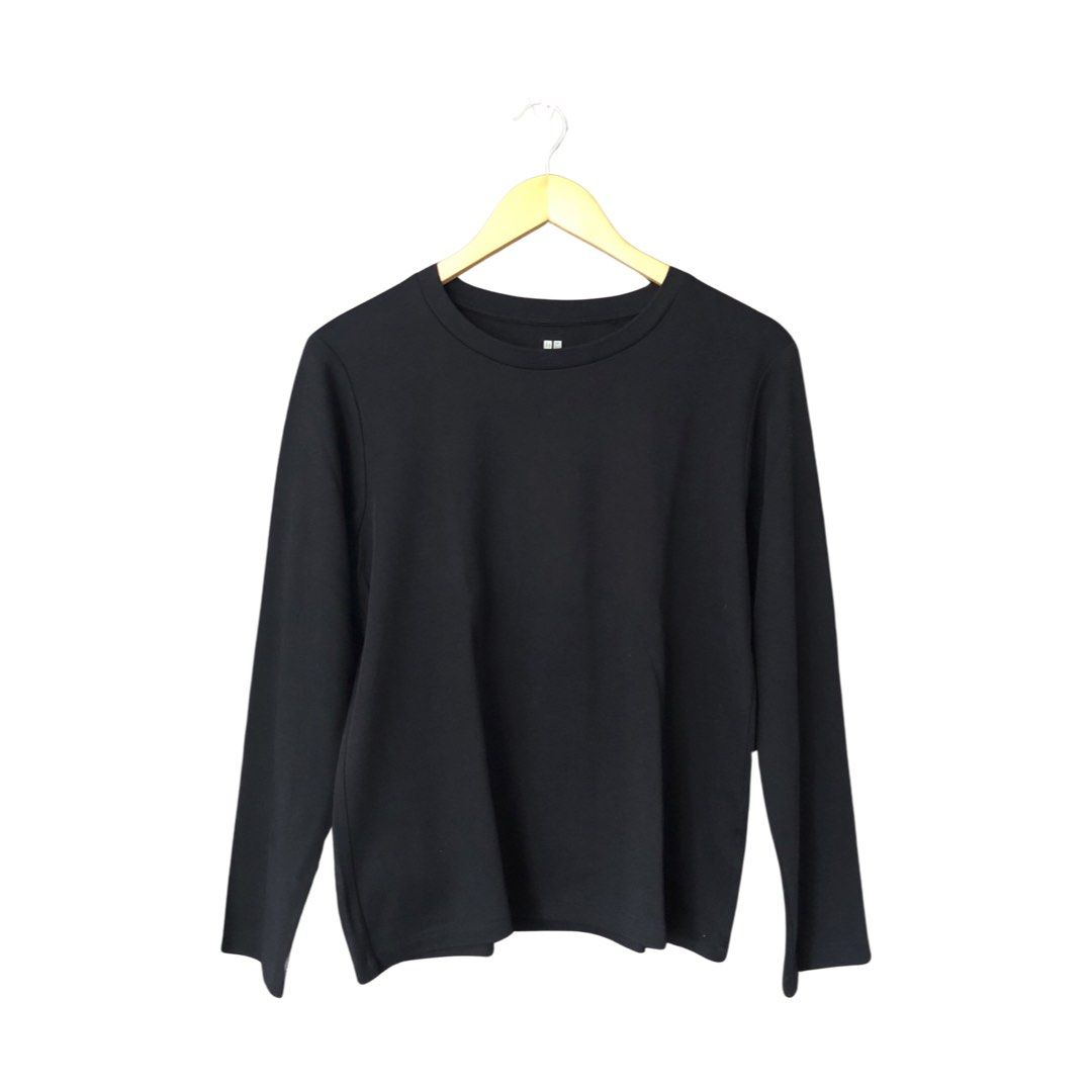 UNIQLO SMOOTH STRETCH COTTON CREW NECK LONG SLEEVE T-SHIRT