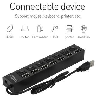 7 Port USB Hub Expansion Multi Splitter (2.0) High Speed For Numerous Device