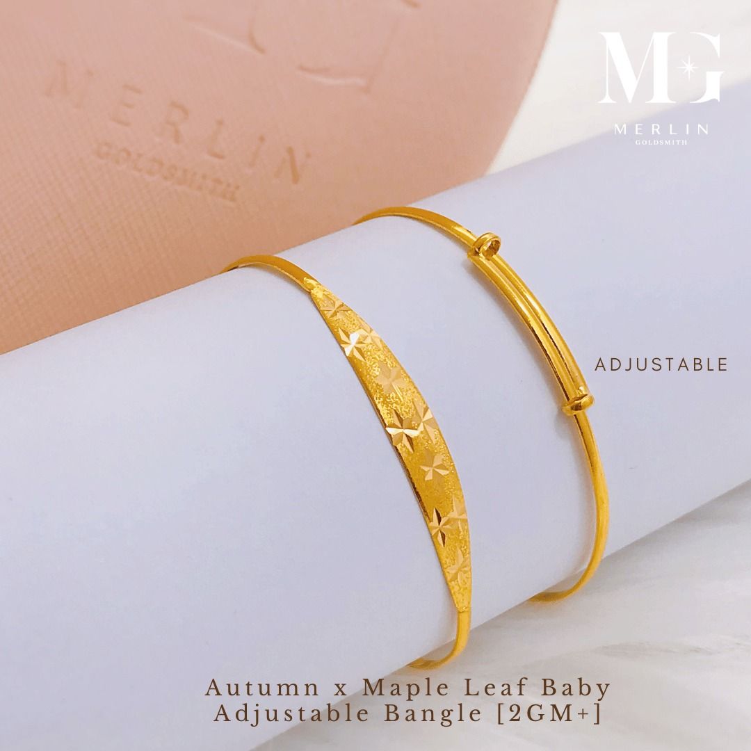 916 Gold 2GM Autumn x Maple Leaf Baby Adjustable Bangle