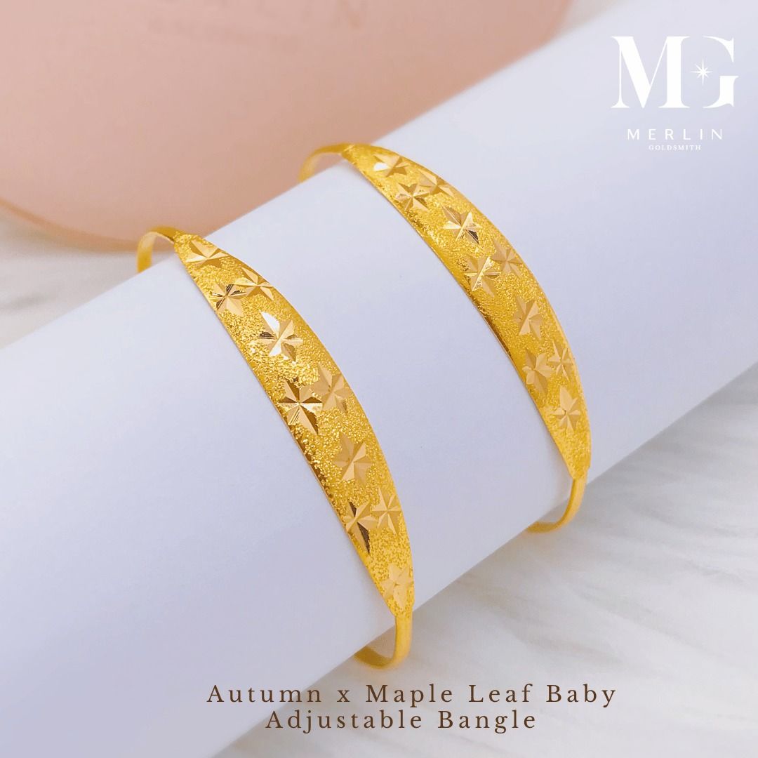 916 Gold 3GM Autumn x Maple Leaf Baby Adjustable Bangle