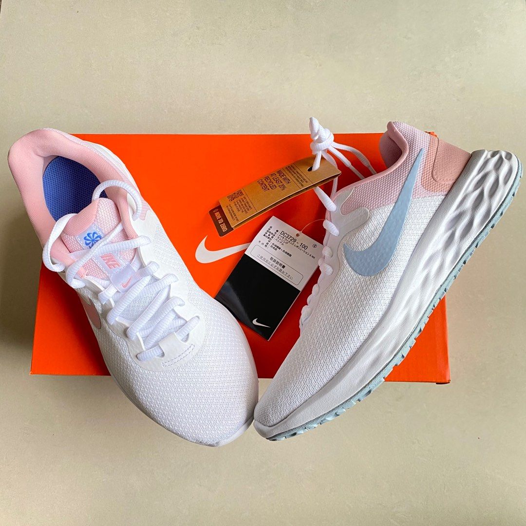 CNY SALE 85 NEW IN BOX WITH TAGS CHEAPEST RARE AUTHENTIC NIKE REVOLUTION 6 PASTEL WHITE BLUE PINK RUNNING SHOES SNEAKERS SIZE 38.5