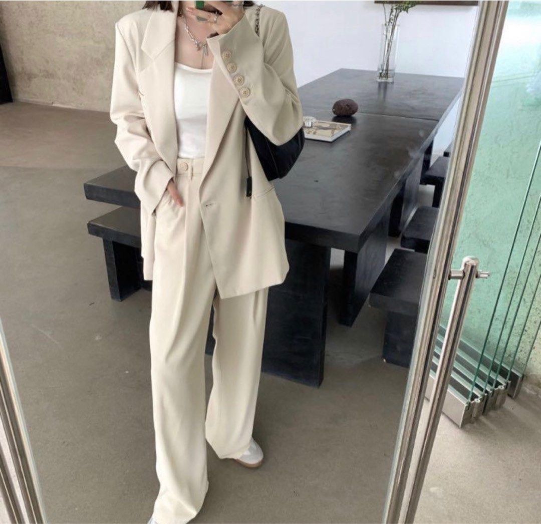 White blazer matching set on sale