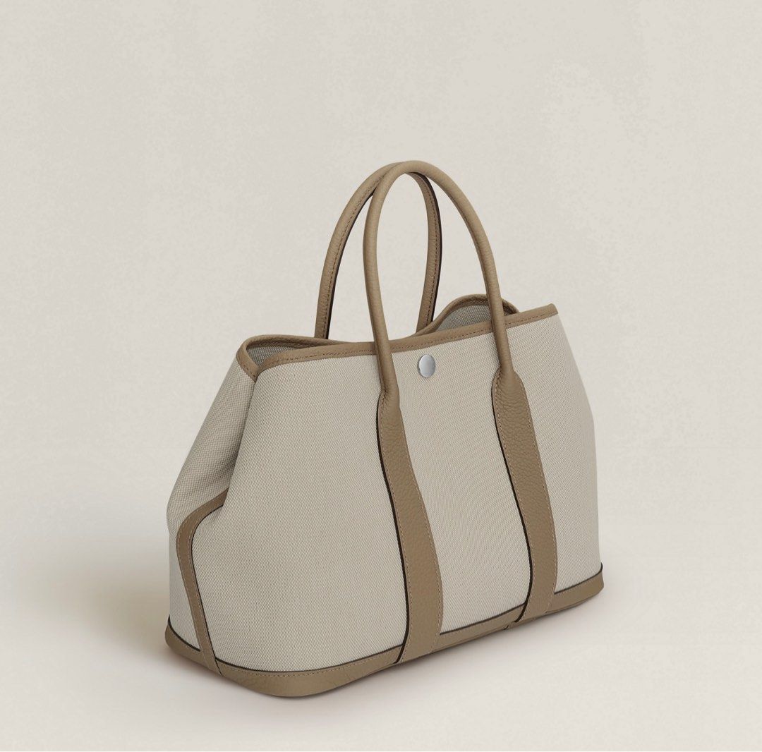 【キャンバス/Beton×Beige Marfa】HERMES Garden Party 30 TPM Hermes Garden Party bag 30/TPM Beton Negonda leather Silver