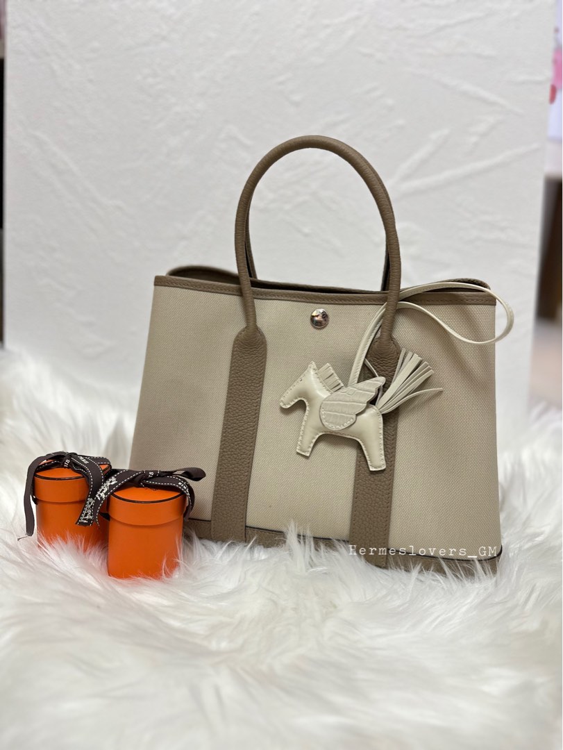❤️香港現貨❤️ Hermes Garden party 30 canvas Beton beige