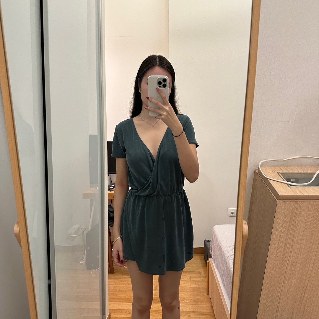 Abercrombie Fitch Green Romper Women s Fashion Dresses Sets Rompers on Carousell
