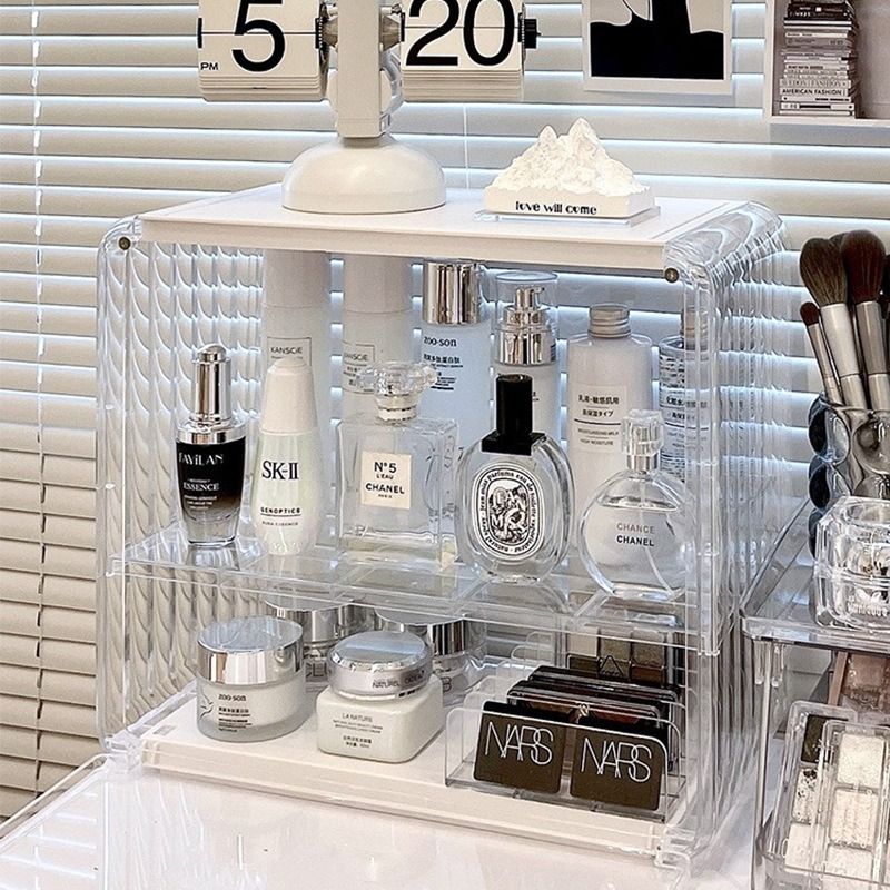 Acrylic Box Stackable Makeup Cosmetic Desk Organizers Storage Box Organizer (Category: Storage Boxes & Baskets) located in Manila. Submitted by winterbliss (Listing ID 1278790054, Image 3). Description: Color: Transparent, Black Materials: PP, PET Size: - Small: L:28 W:15 H:23 (cm) - Large: L:36.5 W:19 H:32(cm Weight: ~0.5kg Descriptions: - Serves as cosmetic, makeup, skincare, organizer - May be used as storage for bag, figurines, ornaments, per